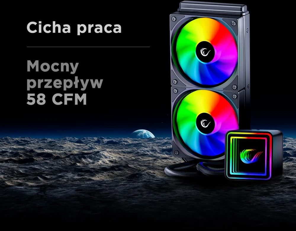 CPU AUŠINTUVAS RAMPAGE INFINITE V240 Baltas ARGB LGA1700/1851/AM5 240mm Liquid Cooler
