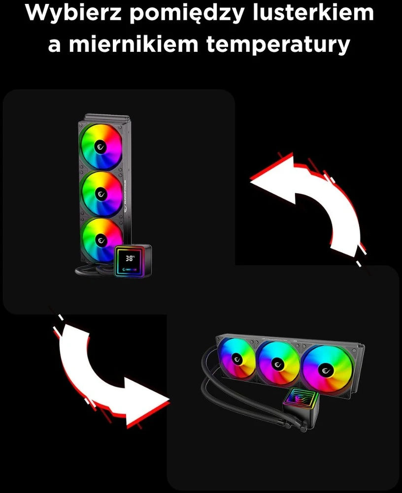 CPU AUŠINTUVAS RAMPAGE INFINITE V360 Juodas ARGB LGA1700/1851/AM5 360mm Liquid Cooler