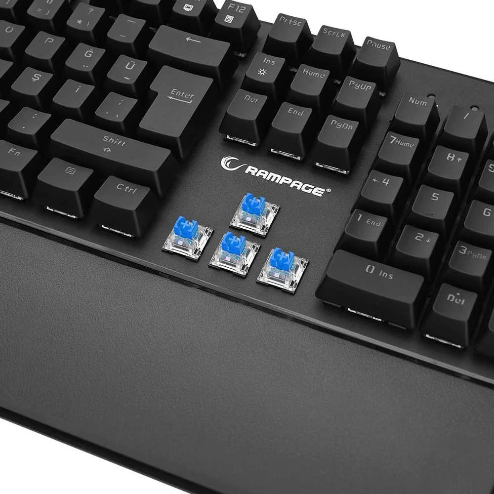 Klaviatūra žaidimams Rampage Umbra KB-R86 Kaicheng Mėlyna su laidu mechaninė su pašvietimu juoda