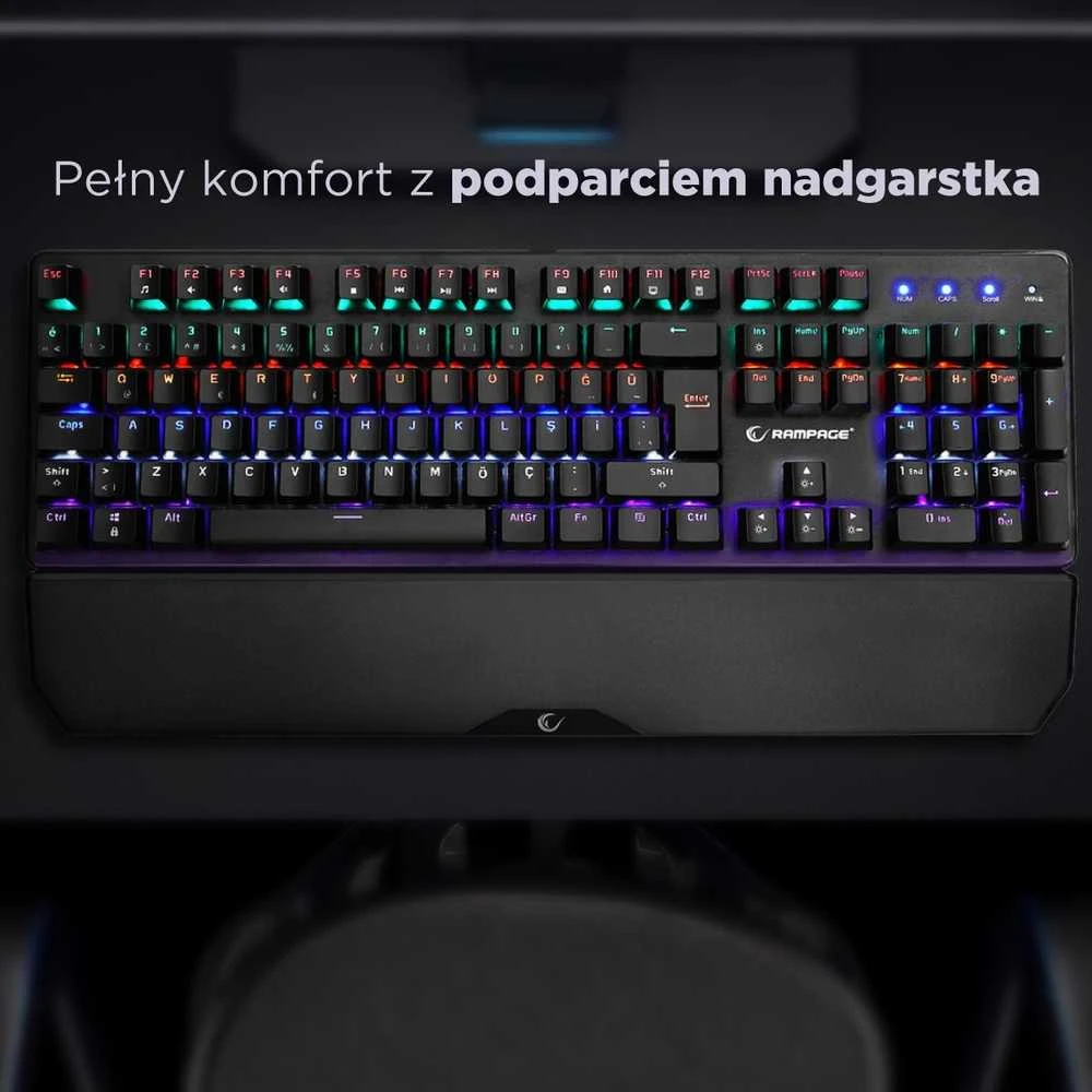 Klaviatūra žaidimams Rampage Umbra KB-R86 Kaicheng Mėlyna su laidu mechaninė su pašvietimu juoda
