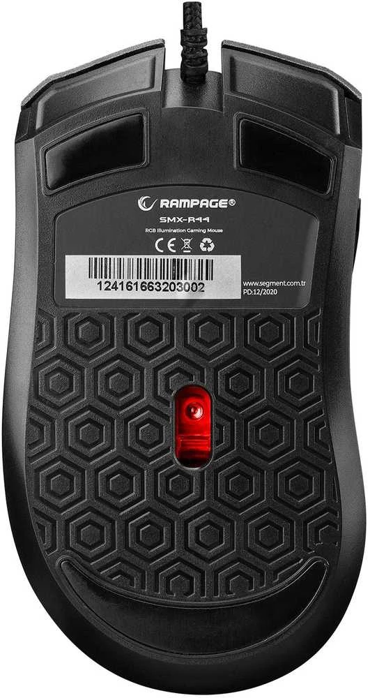 Pelė Myszka žaidimams Rampage SMX-R44V2 su laidu 12800 dpi optinė juoda