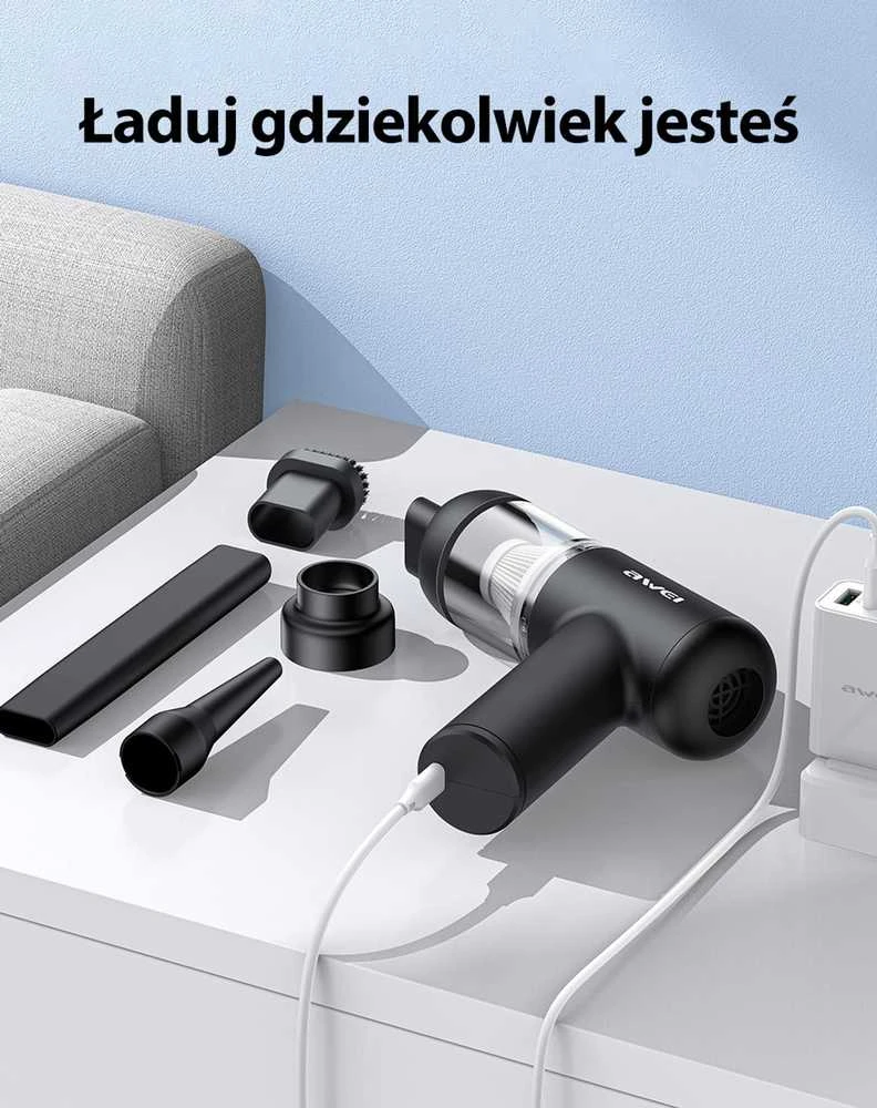 Dulkių siurblys AWEI Mini siurblys V2 belaidis juodos spalvos