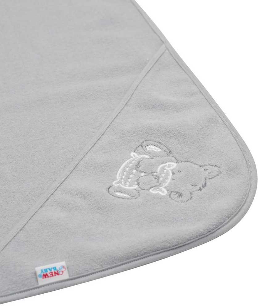 Baby Ono New Baby Vaikiškas frotinis rankšluostis su gobtuvu 80x80 pilkas meškiukas