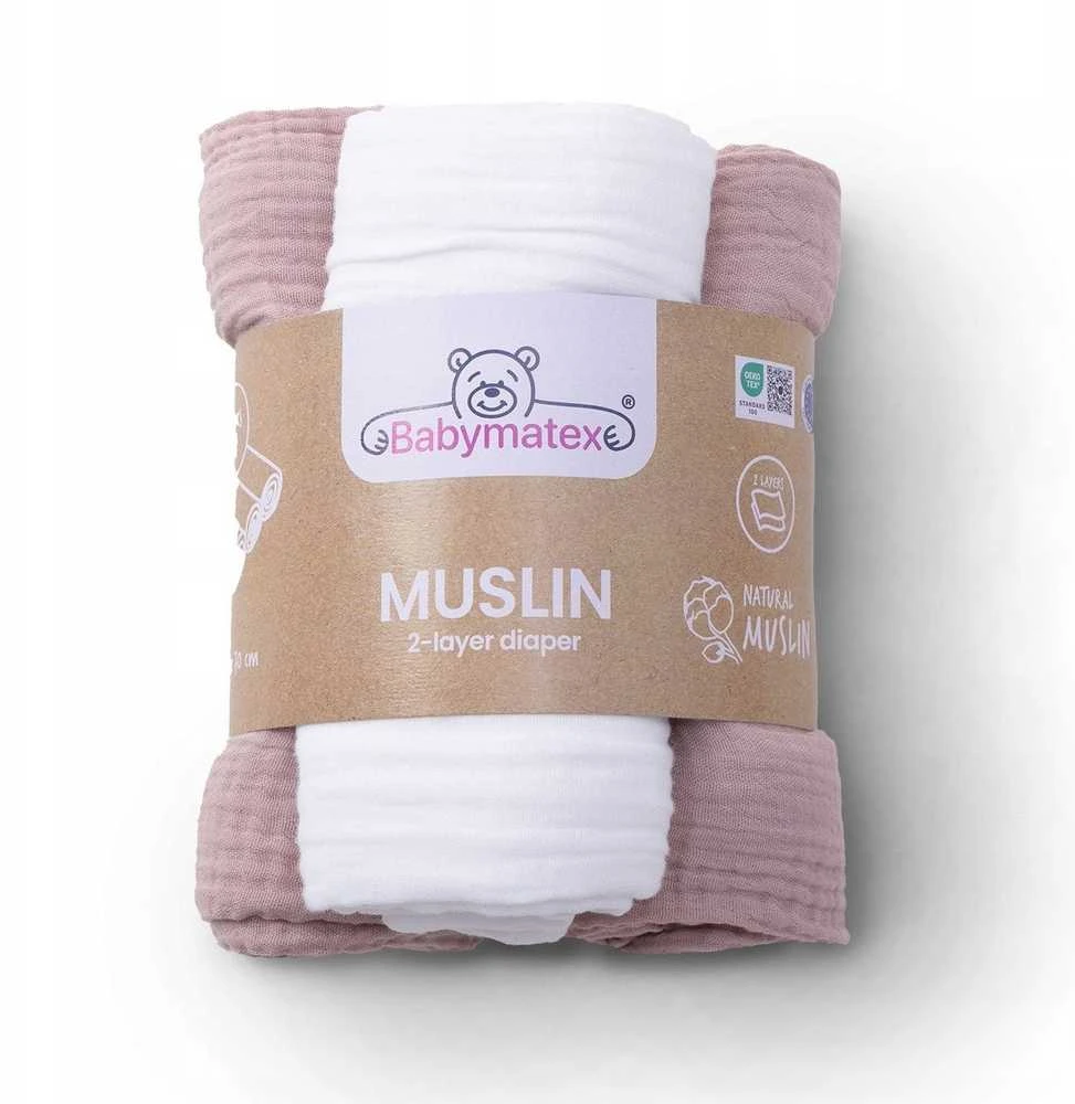 Rankšluostis Muslino vystyklai BabyMatex 70x80 cm 3 vnt, ruda