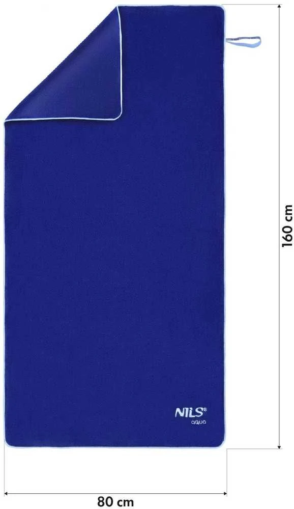 Rankšluostis Nils Extreme NAR14 RĘCZNIK su mikrofibre FROTTE Tamsiai mėlynas 160X80cm NILS AQUA