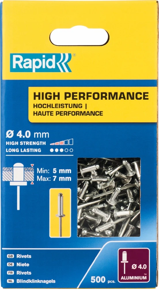 Aliuminės kniedės Rapid 4 x 10 mm, 500 vnt.
