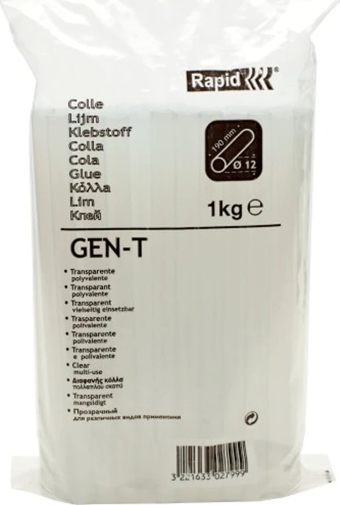 Rapid GEN-T Klijai D12x190mm 1Kg Maišas. Skaidrūs, universalūs.AT12 - P-09-001 - 190