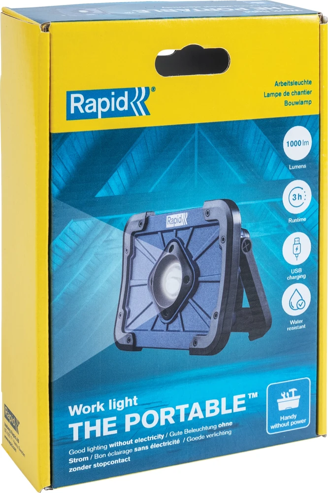 Šviestuvas su integruota ličio jonų baterija THE PORTABLE, 1000 Lm., RAPID