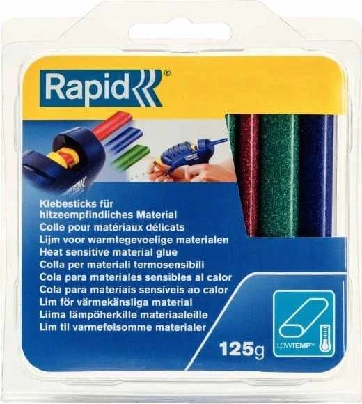Klijų lazdelės RAPID EG130 OVAL, 7x13 mm skersmuo, 9,5cm ilgio, 125 g, raudonos, mėlynos, geltonos spalvos