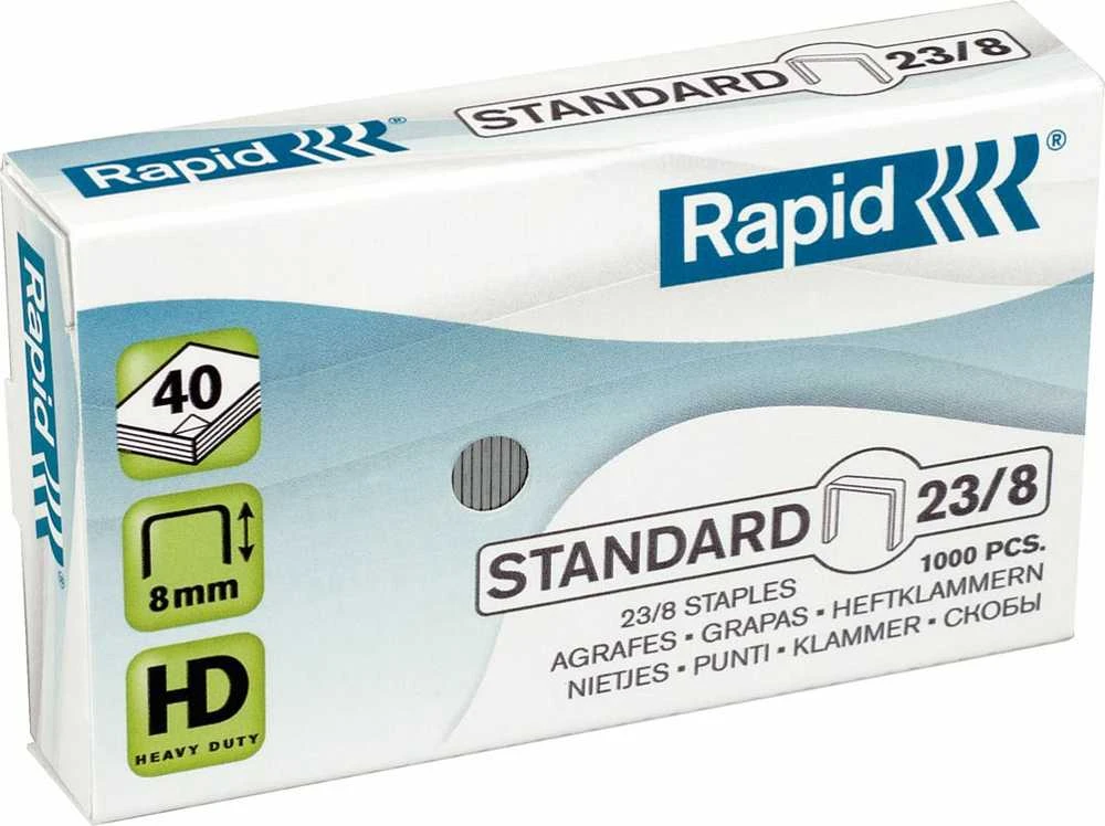Sąsagėlės Rapid 23/8 pakuotė su techniniais ženklinimais
