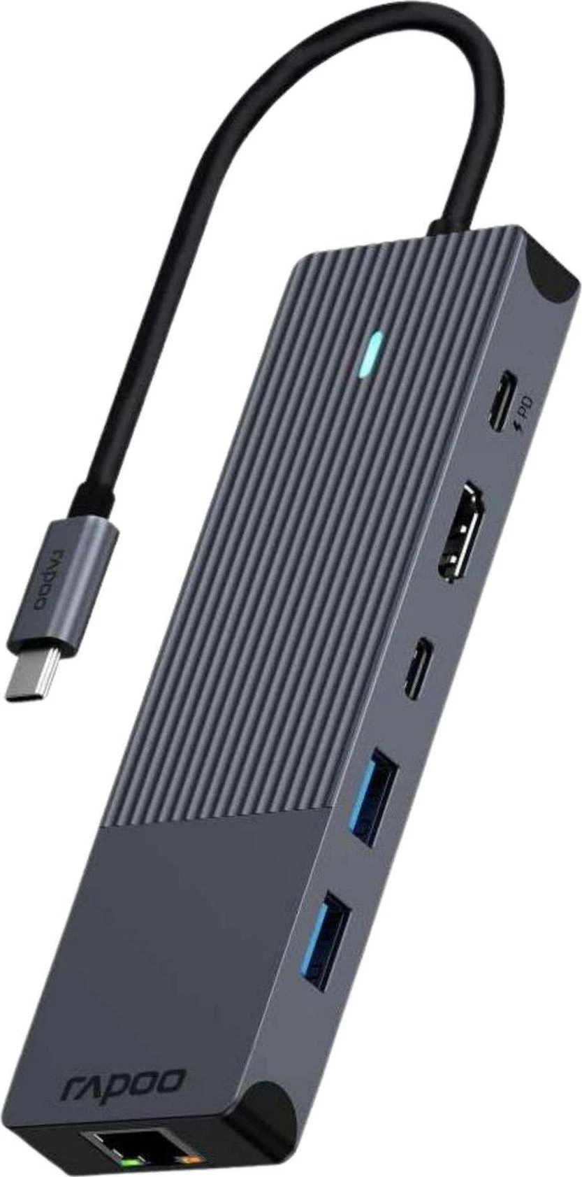 Rapoo 6-in-1 USB-C adapteris, pilkas korpusas