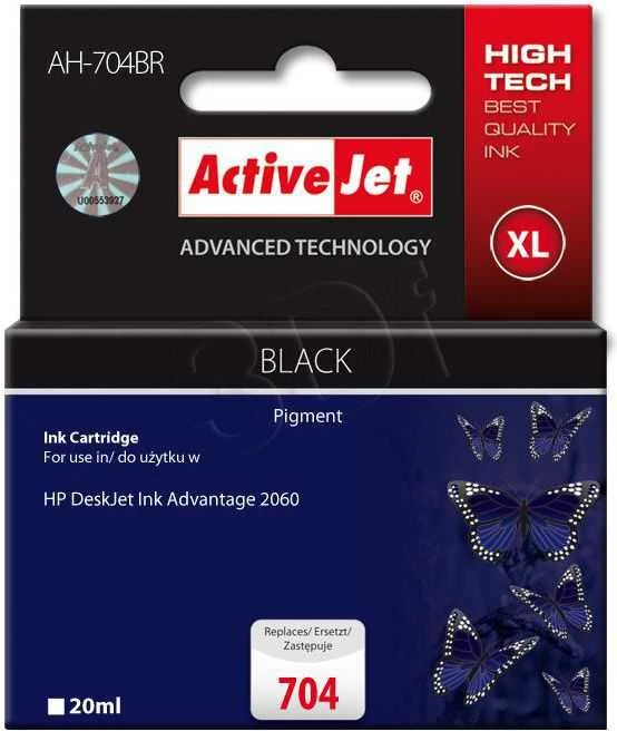 Rašalo kasetė Activejet AH-704BR (pakeitimas HP 704 CN692AE; Premium; 20 ml; juodas)