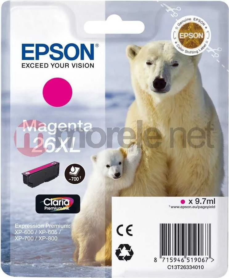 Epson C13T26334012 (26XL) Rašalo kasetė purpurinė, 700 puslapių, 10 ml