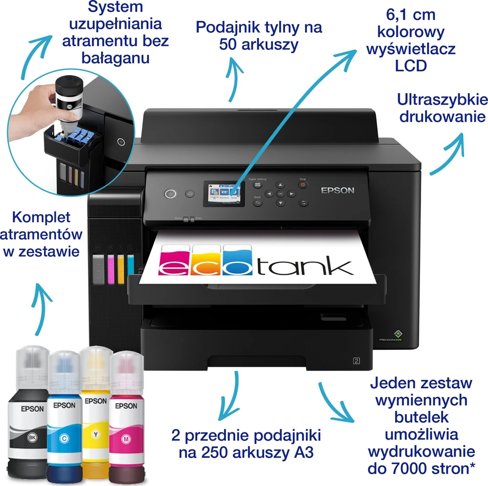 Spalvotas spausdintuvas Epson EcoTank L11160 A3+, Wi-Fi