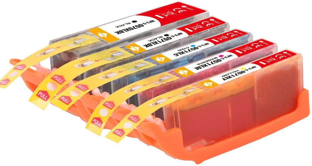 Rašalo kasečių rinkinys (5 vnt.), skirtas „Canon PGI-570XL“ / „CLI-571“ spausdintuvams. G&G XL rašalo kasečių rinkinys, 5 vnt.