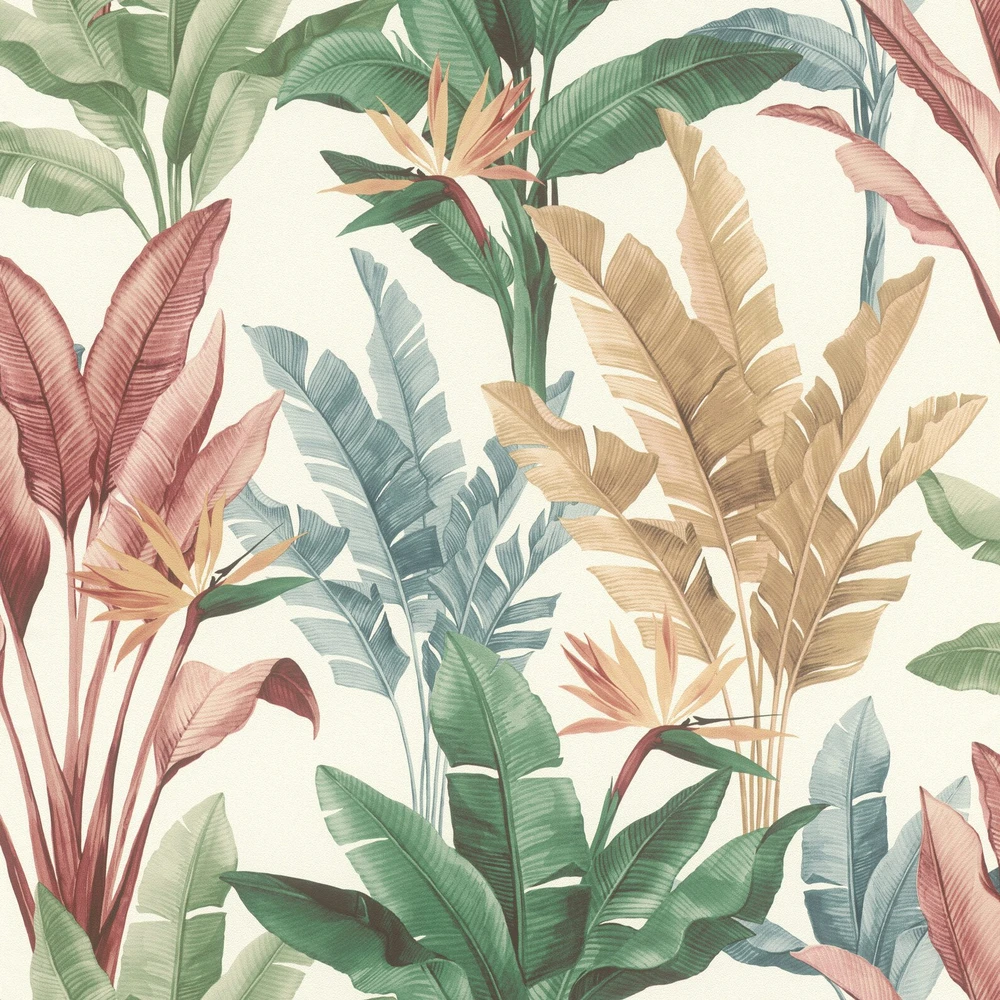 Rasch Wallpaper vinyl 793512 leaves mėlynas žalias