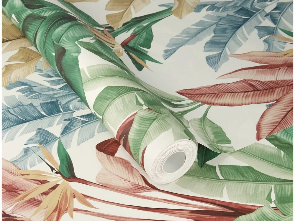 Rasch Wallpaper vinyl 793512 leaves mėlynas žalias