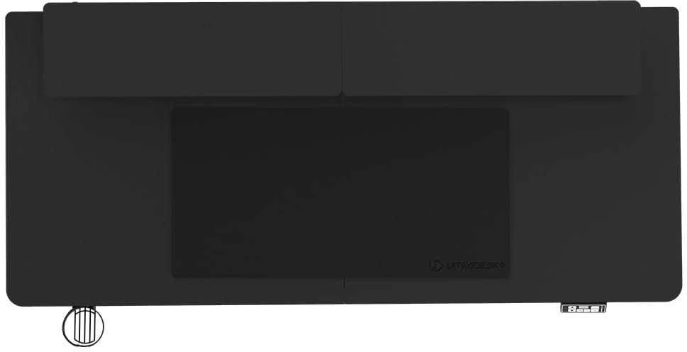 ULTRADESK HIGHLANDER XXL Juodas Biurko su elektryczną regulacją aukščio su laikikliu ausinės i kable 160X70 cm, juoda