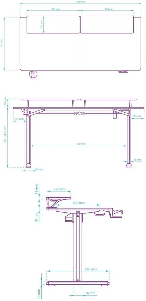 ULTRADESK HIGHLANDER XXL Juodas Biurko su elektryczną regulacją aukščio su laikikliu ausinės i kable 160X70 cm, juoda