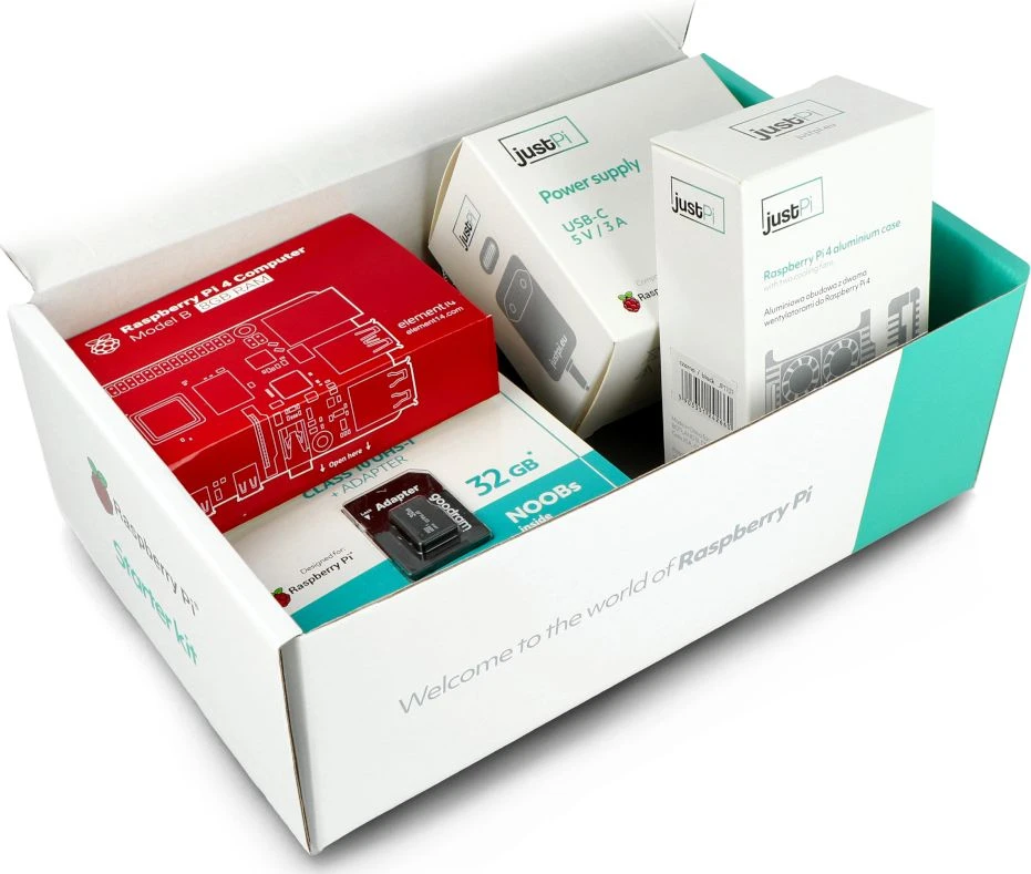 Raspberry Pi 4B WiFi 4GB RAM rinkinys su priedais - korpusas su dviem ventiliatoriais