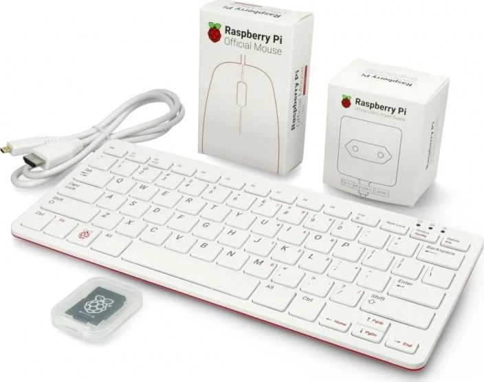 Kompiuteris Raspberry Pi 400 su klaviatūra US 4GB 1.8GHz + oficialūs priedai