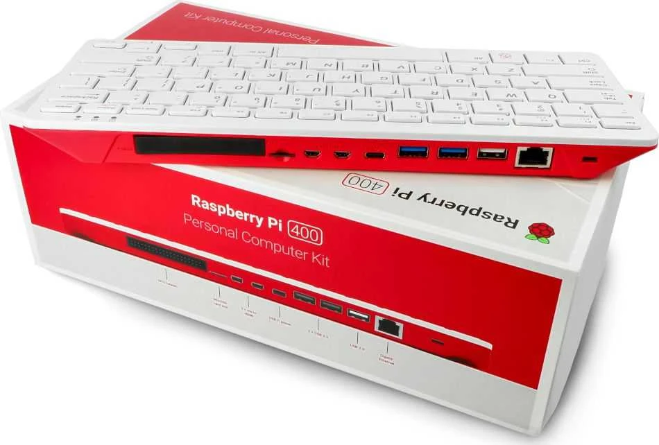 Kompiuteris Raspberry Pi 400 su klaviatūra US 4GB 1.8GHz + oficialūs priedai