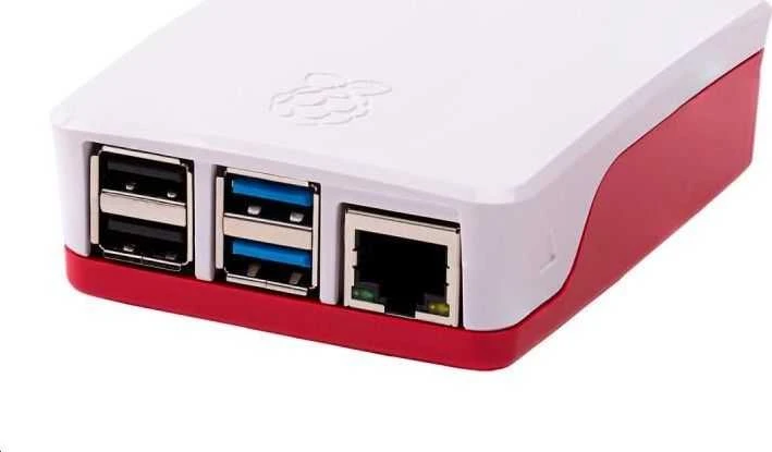 Raspberry Pi 4 oficiali dėžutė - raudonai balta
