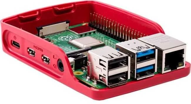 Raspberry Pi 4 oficiali dėžutė - raudonai balta