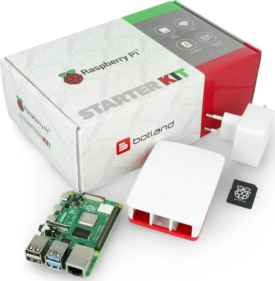 Rinkinys su Raspberry Pi 4B WiFi 8GB RAM + 32GB Micro SD + priedai
