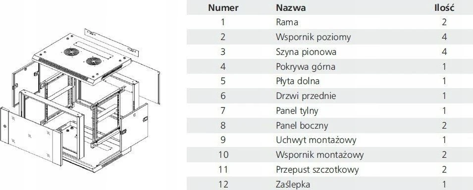 Securitynet TKH spintelė Pakabinama spintelė RACK 19 colių 6U 600x450x370 CCSW-0604-06U