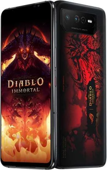 Asus ROG Phone 6 Diablo Immortal Edition Hellfire Raudona, 6.78", AMOLED, 1080 x 2448 pikselių, Qualcomm SM8475, Snapdragon 8+ Gen 1 (4nm), vidinė RAM 16 GB, 512 GB, Dvi SIM, 3G, Nano-SIM4G , 5G, pagrindinė kamera 50+13+5 MP, antrinė kamera 12 MP, „Android“, 12, 6000 mAh
