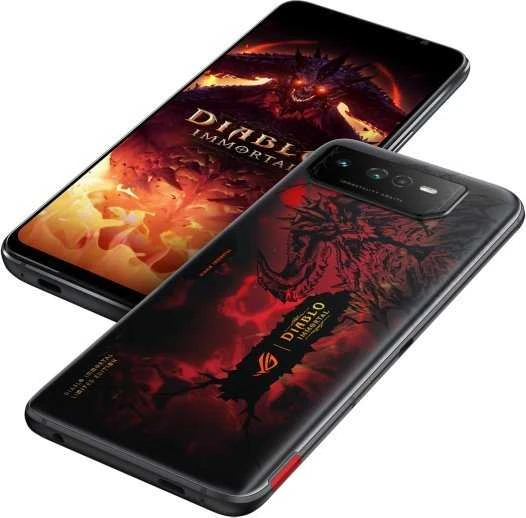 Asus ROG Phone 6 Diablo Immortal Edition Hellfire Raudona, 6.78", AMOLED, 1080 x 2448 pikselių, Qualcomm SM8475, Snapdragon 8+ Gen 1 (4nm), vidinė RAM 16 GB, 512 GB, Dvi SIM, 3G, Nano-SIM4G , 5G, pagrindinė kamera 50+13+5 MP, antrinė kamera 12 MP, „Android“, 12, 6000 mAh