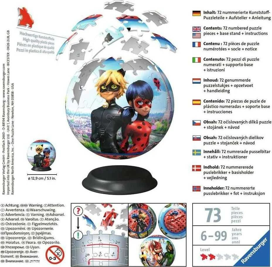 Ravensburger 3D Dėlionė 73 vnt. - Miraculous kamuolys