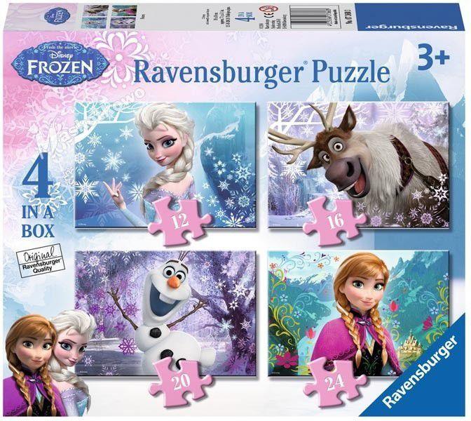 Ravensburger 4 dėlionės „Disney Ledo šalis“, 12–24 det., nuo 3 m. aprašymas - Prekės nuotrauka