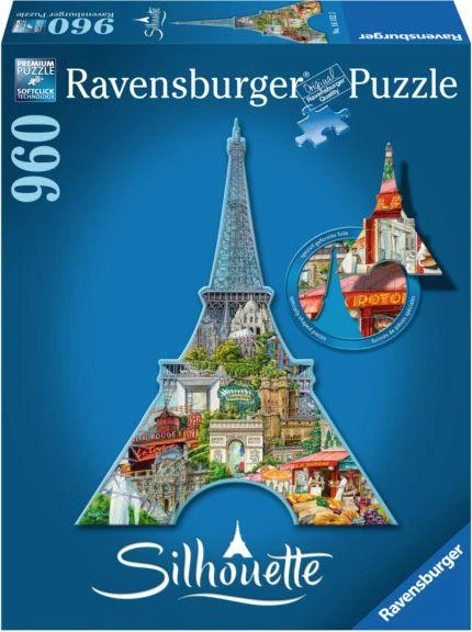 Puzzle 960 Silhouette Eiffel Tower - RAVENSBURGER dėlionė