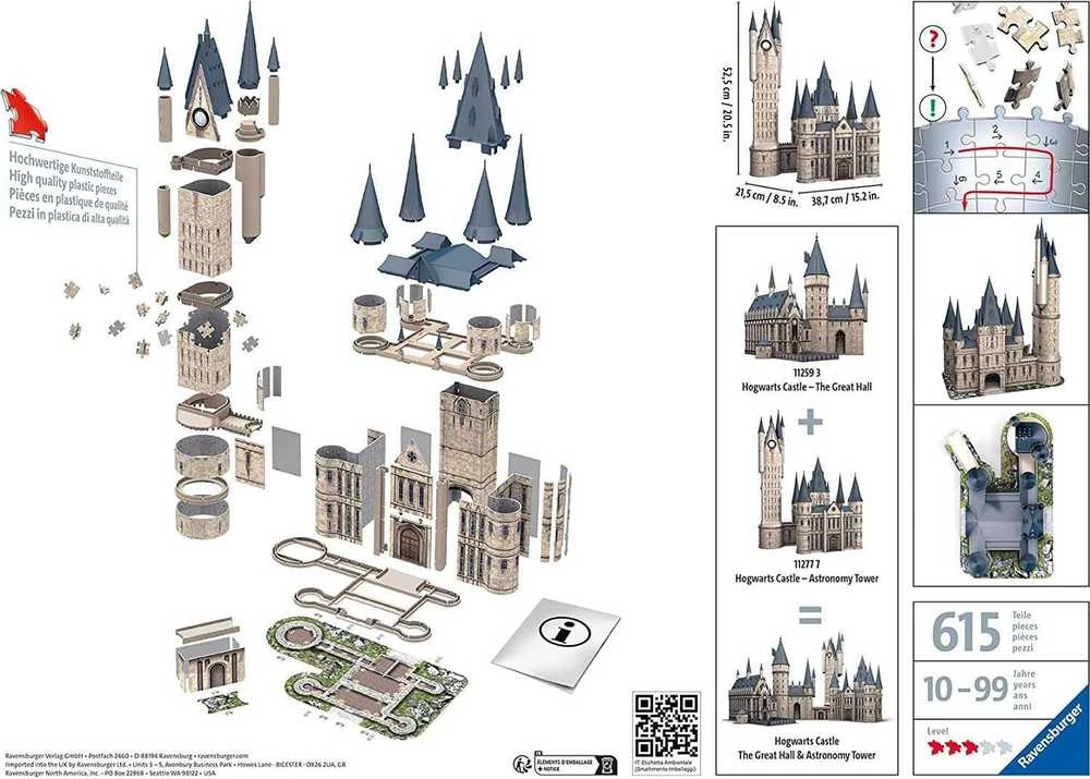 Ravensburger 3D Dėlionė 615 vnt. - Hario Poterio Hogvartso pilis, Astronomijos bokštas