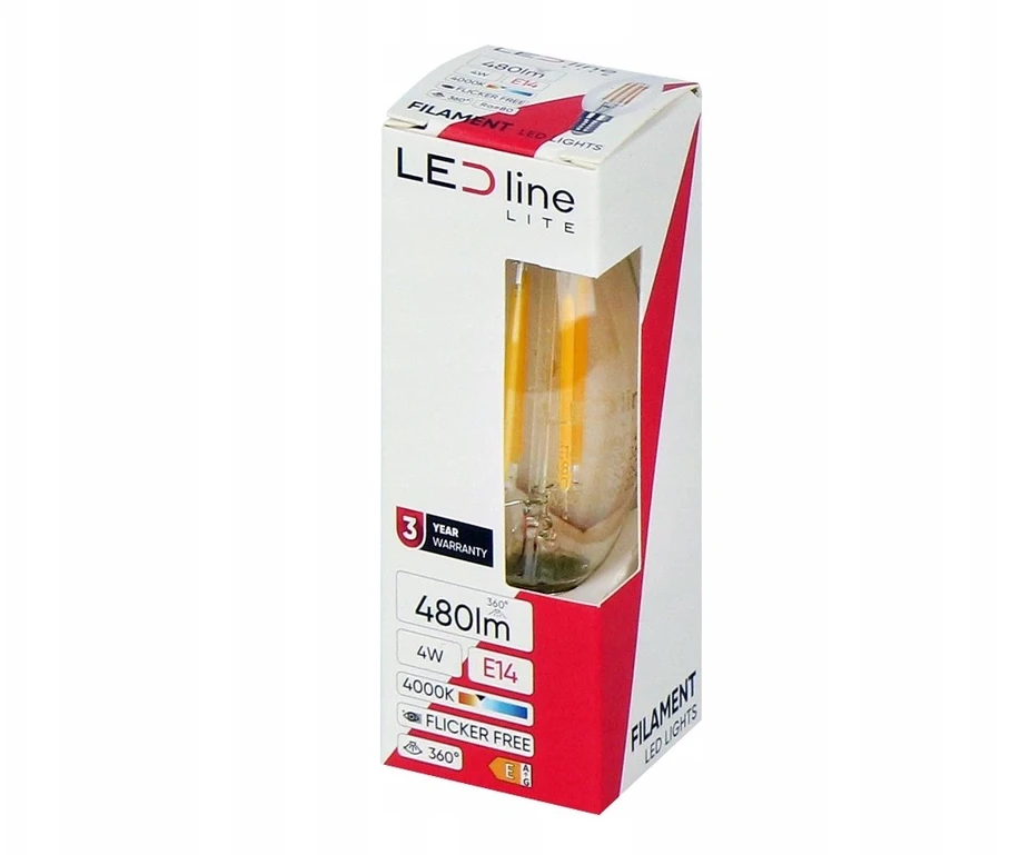 Ravensburger LED lemputė E14 C35 230V 4W 480lm, neutraliai balta 4000K, LED line LITE