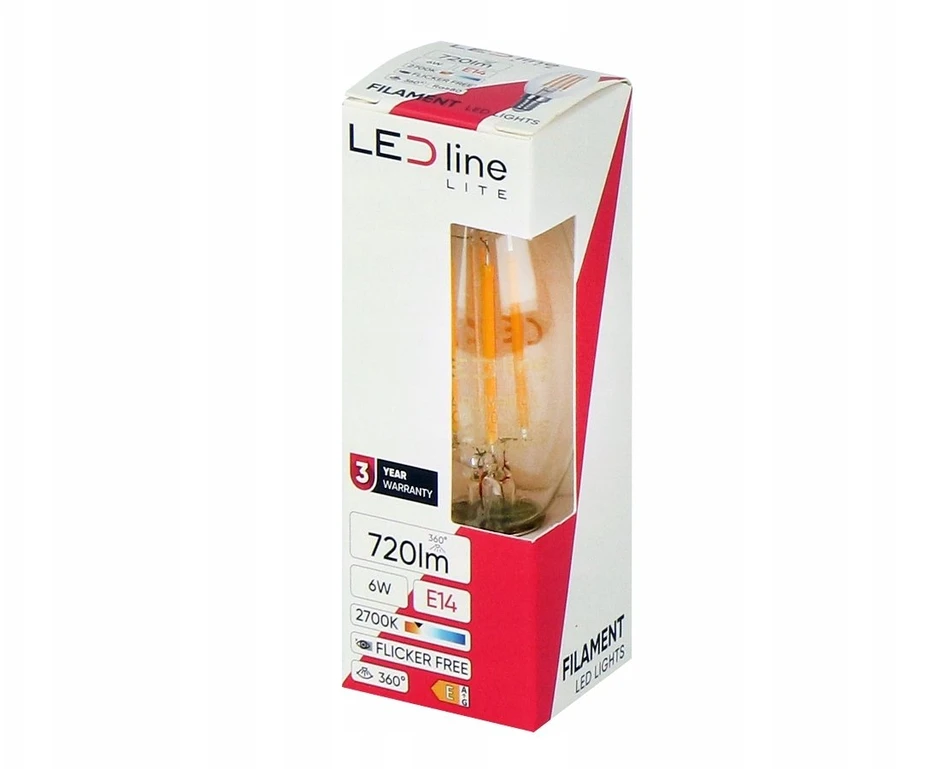 Ravensburger LED lemputė E14 C35 230V 6W 720lm, šiltai balta 2700K, LED line LITE