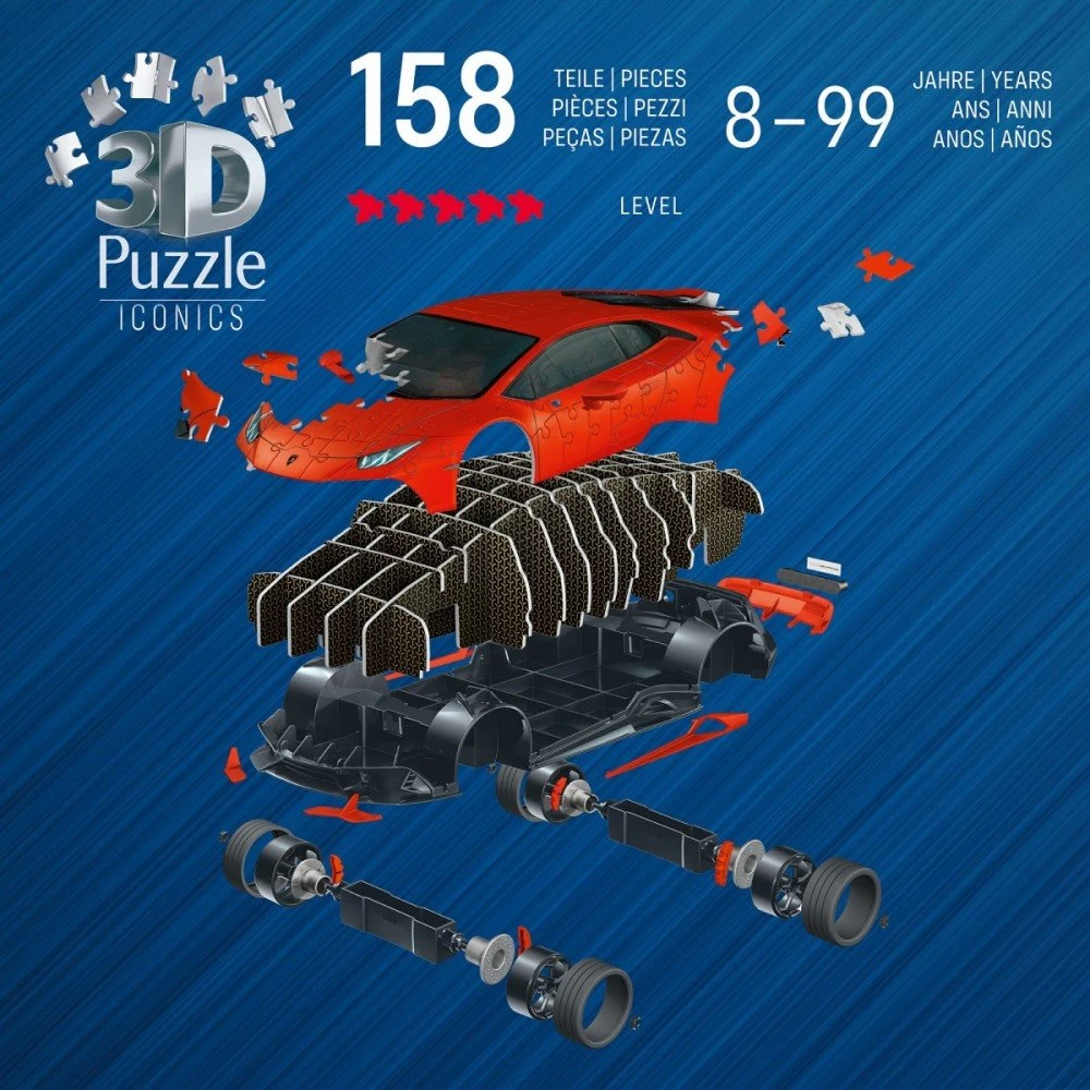 Ravensburger Puzzle 3d dėlionė 158 vienetų lamborghini huracan evo arando automobilis