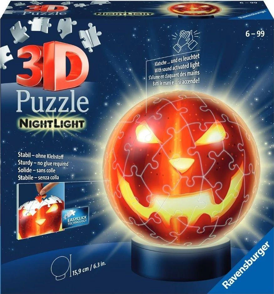Ravensburger 3D Dėlionė 72 vnt. - Tamsoje šviečianti moliūgas aprašymas - Prekės nuotrauka