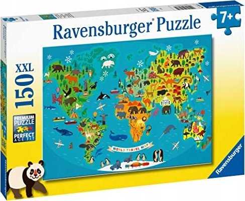Ravensburger dėlionė „Gyvūnų pasaulio žemėlapis“, 150 XXL det., nuo 7 m.