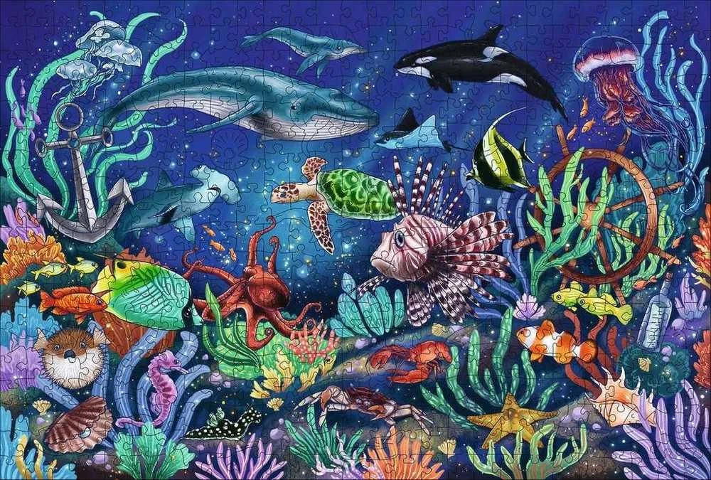 Ravensburger Medinė dėlionė 500 vnt. - Spalvingas jūros pasaulis