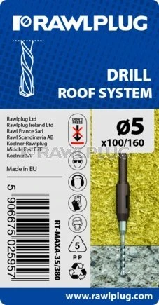 Rawlplug grąžtas ROOFDRILL 5x110mm RT-TD-50-110 kūginiai grąžtai