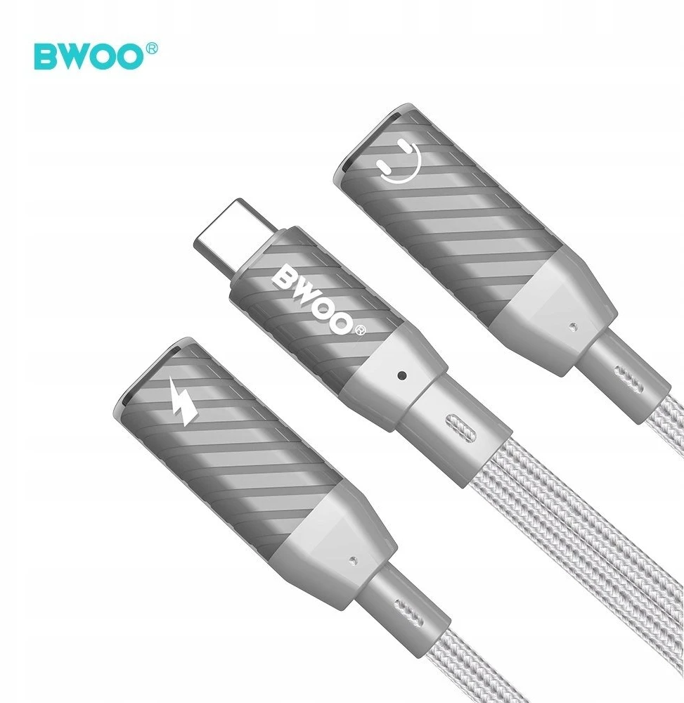 Raycue BWOO BZ68 adapter 2w1 2x USB-C - jack 3.5mm pilka