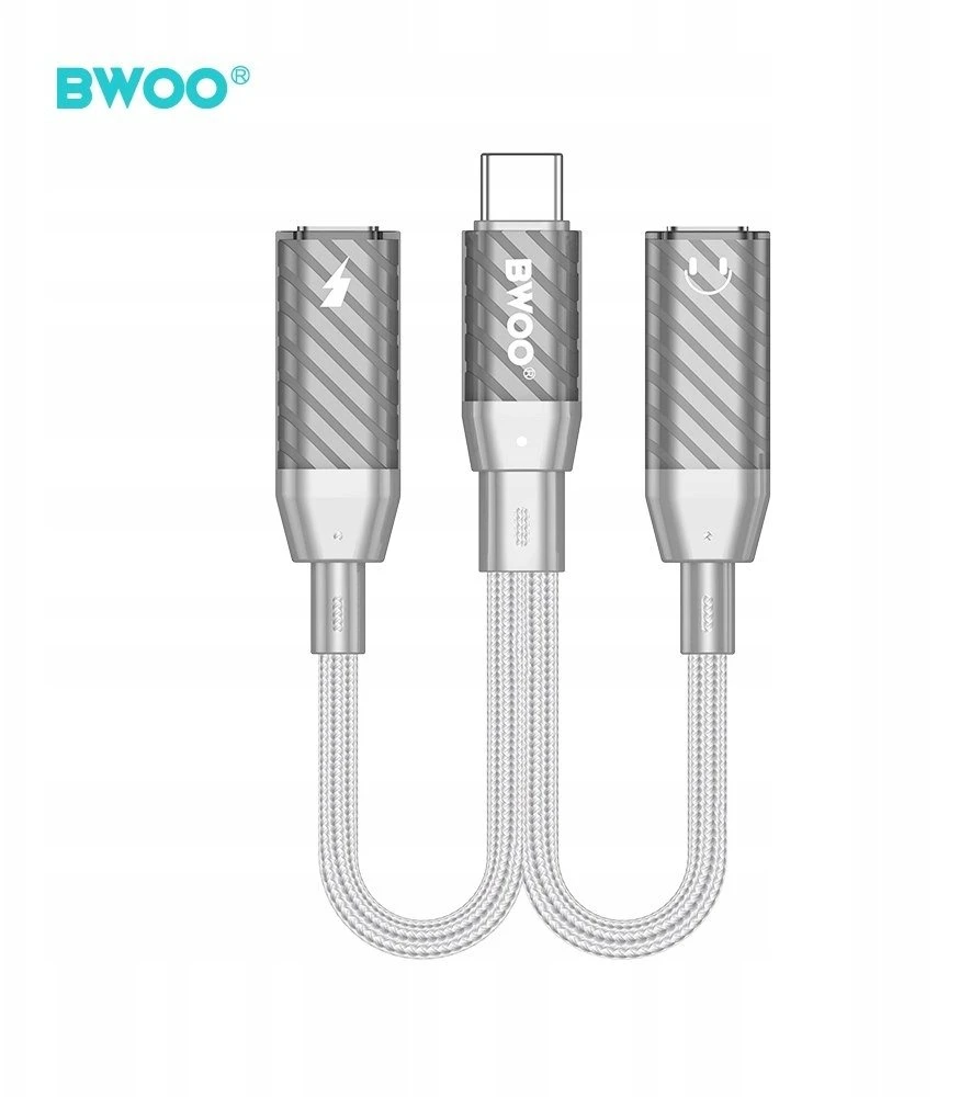 Raycue BWOO BZ68 adapter 2w1 2x USB-C - jack 3.5mm pilka