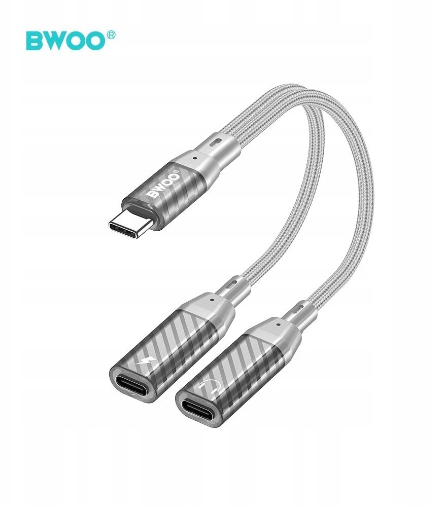 Raycue BWOO BZ68 adapter 2w1 2x USB-C - jack 3.5mm pilka