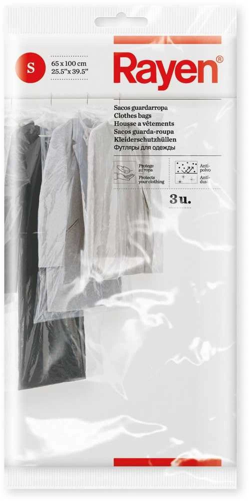 Drabužių maišai RAYEN, polietileniniai, apsaugo nuo vabzdžių, 65 x 100 cm, 3 vnt.