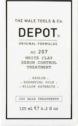 Depot, 200 plaukų procedūrų Nr. 207, kaolinas, galvos odos gydymo kreminio kaukė, skirta pertekliniam riebalų išsiskyrimui reguliuoti, 10 ml