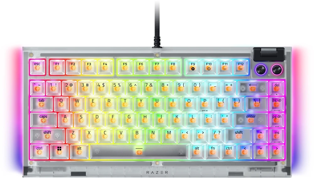 Razer Hot-swappable Mechaninė klaviatūra žaidimams | BlackWidow V4 75% | Klaviatūra žaidimams | su laidu | US | Razer Mechaninė Switches (Tactile) | Phantom Baltas Edition