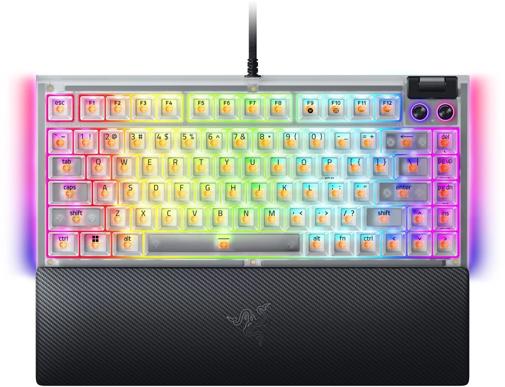 Razer Hot-swappable Mechaninė klaviatūra žaidimams | BlackWidow V4 75% | Klaviatūra žaidimams | su laidu | US | Razer Mechaninė Switches (Tactile) | Phantom Baltas Edition